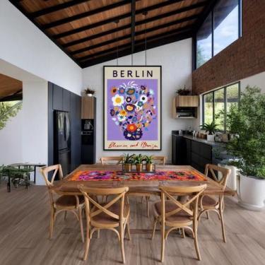 Imagem de Quadro Canvas Berlin Vaso Flores 90x60cm Mold Preta - Quadros On-line