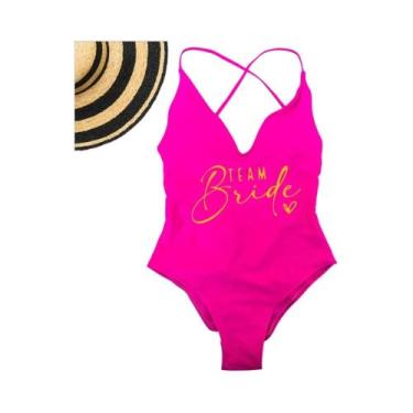 Imagem de Maiô Rosa Dourado Estampado Acolchoado Para Mulheres, Sexy, Tema Noiva