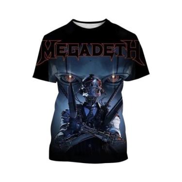 Imagem de Camiseta 3D Estampada Da Banda De Punk Rock Megadeth Para Homens E Mul