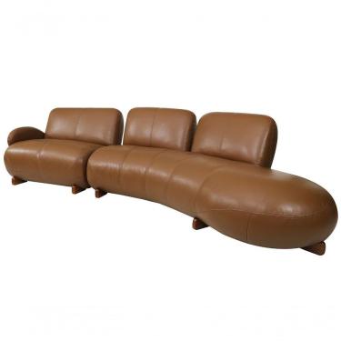 Imagem de Sofá De Couro Onix 4 Lugares Com Chaise Direita Brown - Mempra
