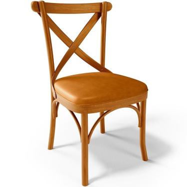 Imagem de Cadeira Para Sala De Jantar E Estar Living Estofada ávila L02 Couríssimo Whisky - Lyam