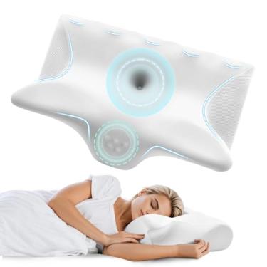 Imagem de Travesseiros de espuma para cama com memória – Travesseiro de suporte de pescoço para alívio da dor, travesseiro cervical ergonômico para dormir, travesseiro de cama de contorno ortopédico para o lado