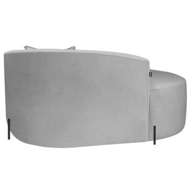 Imagem de Divã Recamier Curvo Sala De Estar Recepção Inglaterra 150cm Pés Metal Preto Lado Esquerdo Linho