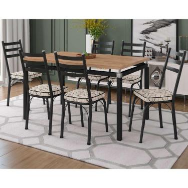 Imagem de Conjunto Mesa De Jantar Tubular Com 6 Cadeiras 141 Malva Tampo Bp 136cm Nature Assento Cedro - Combo Stock