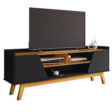 Imagem de Rack Bancada Tv 65 Pol 160 Cm Turim Preto Fosco Naturalle Bechara - BE