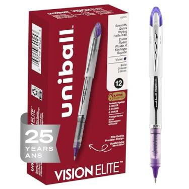 Imagem de Caneta esferográfica uniball Vision Elite, bastão, negrito 0,8 mm, tinta roxa, barril branco/roxo