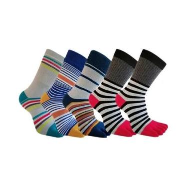 Imagem de Meias De Algodão Coloridas E Respiráveis Com Cinco Dedos, 5 Pares, Mas