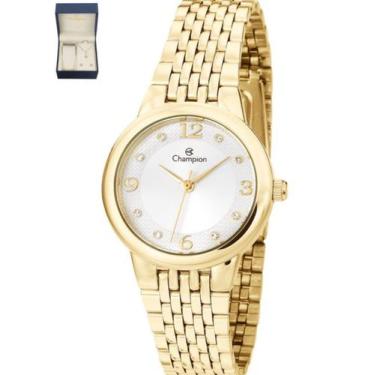 Imagem de Relógio Champion Feminino Dourado Fundo Branco + Semi Joia QTZ