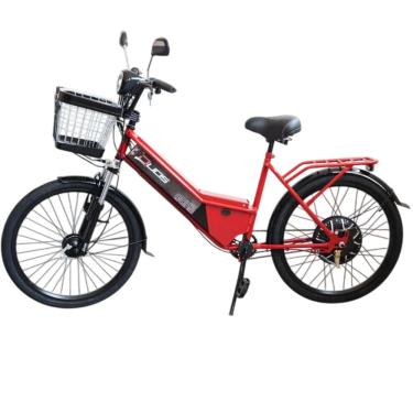 Imagem de Bicicleta Elétrica com Bateria de Lítio 48V 13Ah New Confort Vermelho Cereja com Cestinha