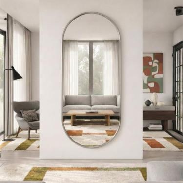 Imagem de Espelho Oval Grande Corpo Inteiro com Moldura 170x70 Decoração Elegant