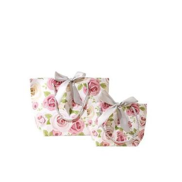 Imagem de Conjunto de sacolas de presente, cartolina branca minimalista, pacote 