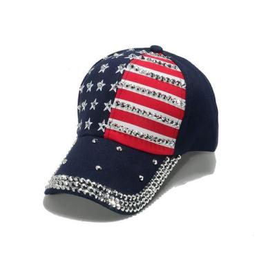 Imagem de Boné de beisebol, poliéster, estilo jeans, bandeira com decoração de s