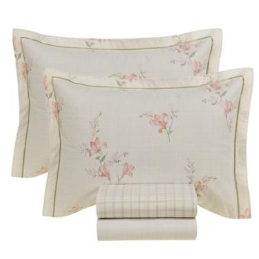 Imagem de Jogo de Cama Casal Lençol 100% Algodão Percal 200 Fios Tarsila 4 Peças