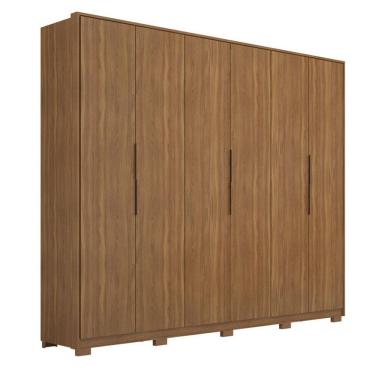 Imagem de Guarda Roupa Casal Atrice D66010kpe 6 Portas Nogueira Touch Com Pés Demóbile - Demartêz