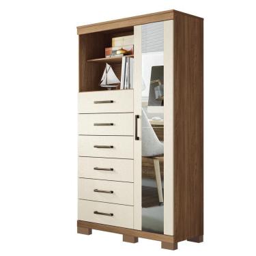 Imagem de Comoda Multiuso 1 porta 6 gavetas com Espelho e Pes Maraba Santos Andira