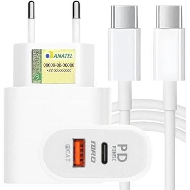 Imagem de Kit Carregador Super Turbo 40W Porta Dupla (USB-C + USB-A) + Cabo USB Tipo-C, Compatível com Todos Dispositivos, Celulares Samsung, Motorola, iPhone 15/16, Tablets, Notebooks - Android e IOS