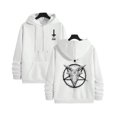 Imagem de Moletom Masculino Com Símbolo Gótico 666, Estampa Demoníaca, Estilo St