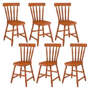 Imagem de Kit 06 Cadeiras Madeira Macica Pes Torneados 150lb Mell Brilho Marjori