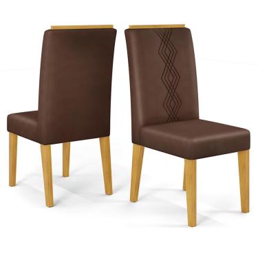Imagem de Kit 2 Cadeiras De Jantar Estofadas Yasmin Veludo Moca Cedro Dj Moveis
