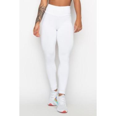 Imagem de Calça Legging Branca Feminina Lisa Fitness Suplex Enfermagem Academia WOLFOX-Feminino