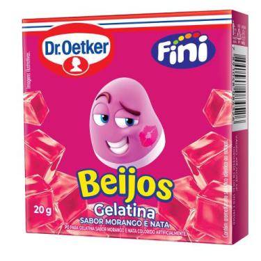 Imagem de Gelatina Dr. Oetker Fini Beijos Sabor Morango e Nata 20g