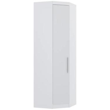 Imagem de Guarda Roupa Canto Obliquo 70cm 1 Porta Taiga Branco L01 - Mpozenato