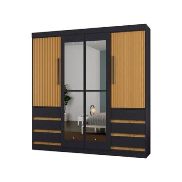 Imagem de Guarda-roupa Casal com Espelho 4 Portas 6 Gavetas Araplac Atraente Sof