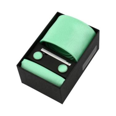 Imagem de Conjunto De Gravata Masculina De Luxo Em Cor Sólida Com Lenço De Bolso
