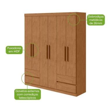 Imagem de Guarda Roupa Casal Zeus 6 Portas 4 Gavetas Branco MDP Móveis Lopas