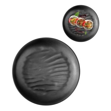 Imagem de Prato Raso Sushi Oriental Restaurante Japones Em Melamina Preto - Riod