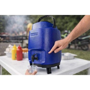 Imagem de Garrafa Térmica 8 Litros Com Torneira Azul Garrafão Com Alça Pé Antare