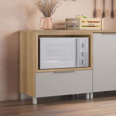 Imagem de Balcão Forno 1 Gaveta Marquesa 80cm 100% Mdf Marrom Greige