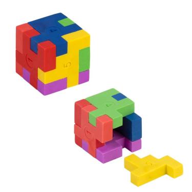Imagem de Borracha Escolar BRW Tetris Cubo com Peças Removíveis em Formato de Blocos para Estudos Lúdicos