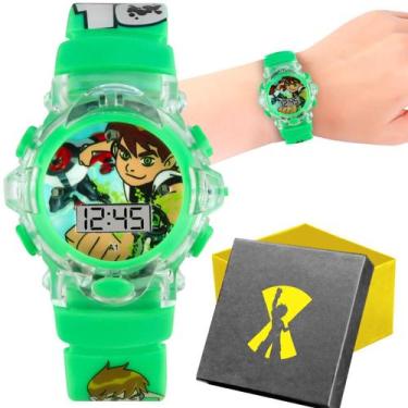 Imagem de relogio digital led infantil verde silicone ben10 caixa silicone data 