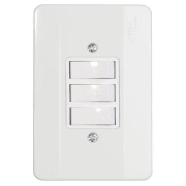 Imagem de Interruptor 3 Teclas Simples com Placa Branca Mectronic - Comprenet