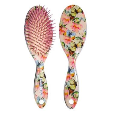 Imagem de Escova De Cabelo Plástico Oval Média Estampada Marco Boni, Rosa