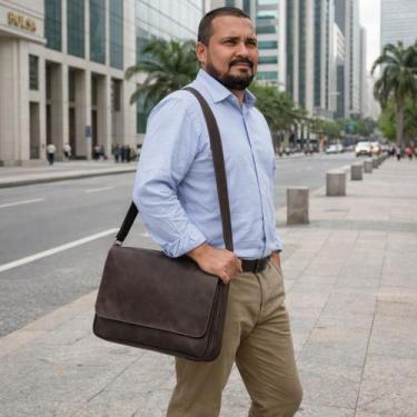 Imagem de Bolsa Pasta Carteiro Masculina Transversal Ombro Executiva Trabalho No