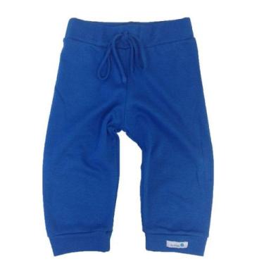 Imagem de Calça bebê unissex esportiva com punho suedine azul - Dudsbb, M