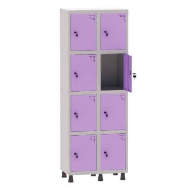 Imagem de Armário Guarda Volume Locker Roupeiro 2 Vãos 8 Portas Aço GRF502/8 Cin