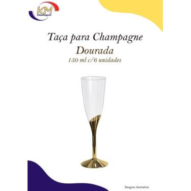 Imagem de Taça para Champagne base Dourada 150ml c/ 6 unid - Silver Plastic - be