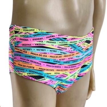 Imagem de Sunga Estampada Fita Senhor Do Bomfim Neon Forrada Poliamida, G