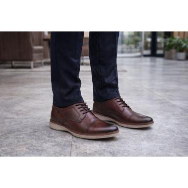 Imagem de Sapato Masculino Casual Em Couro Legítimo Pegada 126702, Pinhão, 39