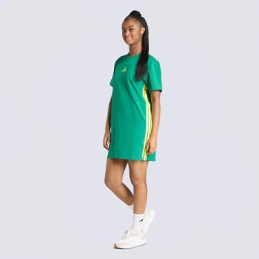 Imagem de Vestido Adidas 3 Listras Feminino Verde, GG