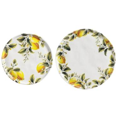 Imagem de Kit 2 Pratos Raso 27,5cm e Sobremesa 21,5cm Limonata Cerâmica Porto Brasil Cozinha Mesa...