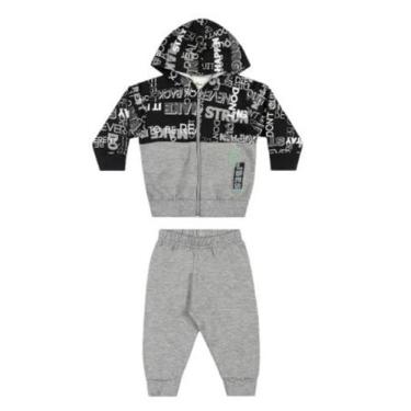 Imagem de Conjunto Moletom Infantil Menino Flanelado com Capuz Aberto com Zíper 