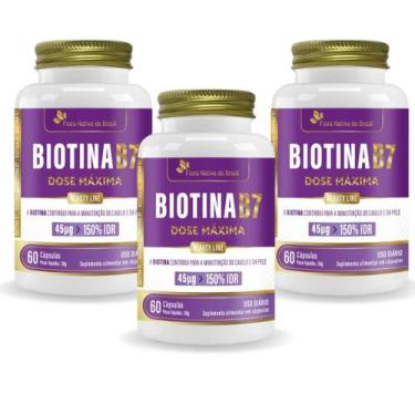 Imagem de 3x Biotina (B7) Cabelos e pele 150% IDR 60 Caps Flora Nativa - Flora N