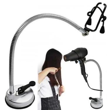 Imagem de Suporte Secador Cabelo Parede Ventosa Vidro Azulejo Articulavel Flexiv
