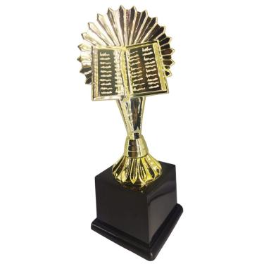 Imagem de Troféu 600022 Bíblia 20cm em Polímero Metalizado Dourado com Base Quadrada Vitória