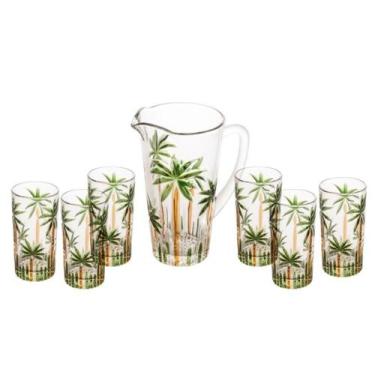 Imagem de Conjunto jarra c/copos wolff palm tre 29394 vidro, TRANSPARENTE-VERDE,
