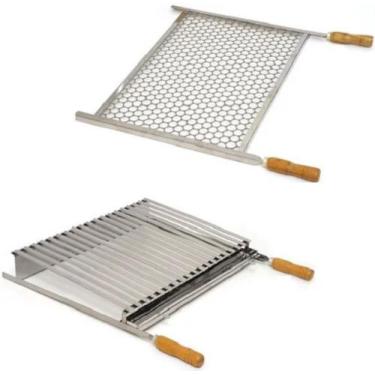 Imagem de Kit Churrasco Grelha Parrilla + Grelha Moeda em Inox Pantheon - 50X40 